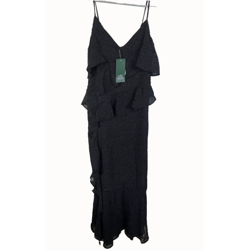 Wild Fable Women's Ruffle MIDI Dress Black Small - Picture 2 of 8